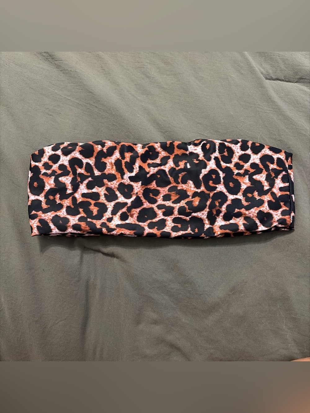 Leopard Print Bandeau Swimsuit Top 
- Black & Brown